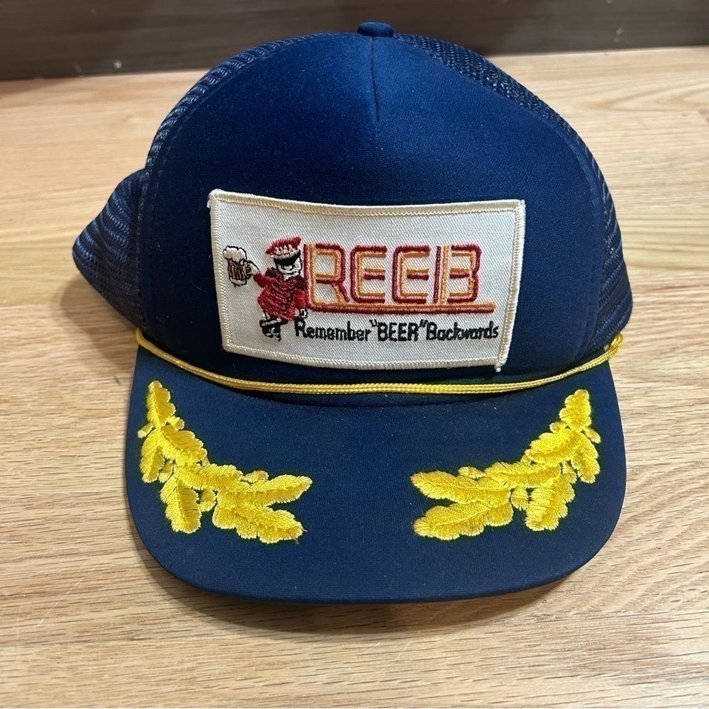 Reeb Beer Backwards Patch Mesh Trucker Hat Vintage Blue Adjustable Otto